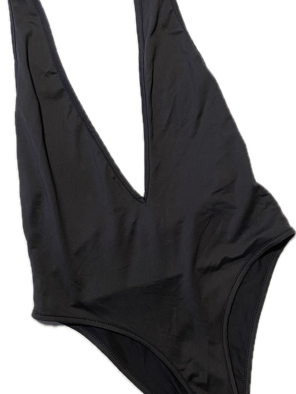Black Deep V Bodysuit - Women's Stretch Plunge Bodysuit